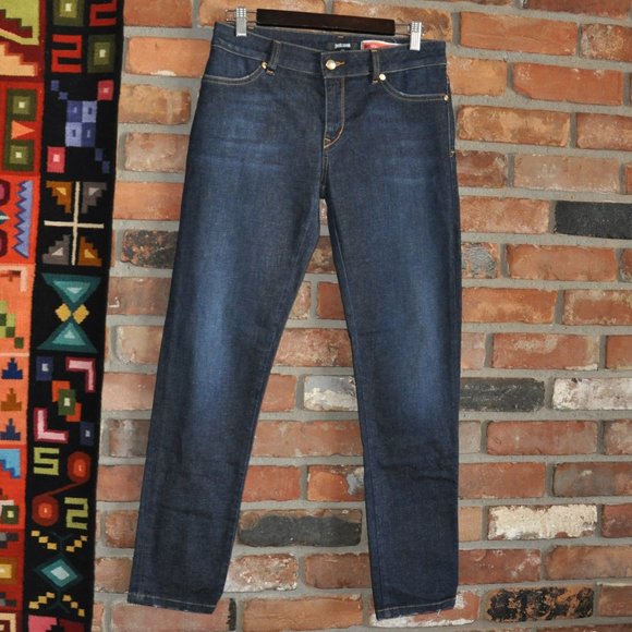 Just Chic Cavalli Jeggings Jeans Dark Blue Gold Hardware & Logo on Pocket 29 - Picture 3 of 7